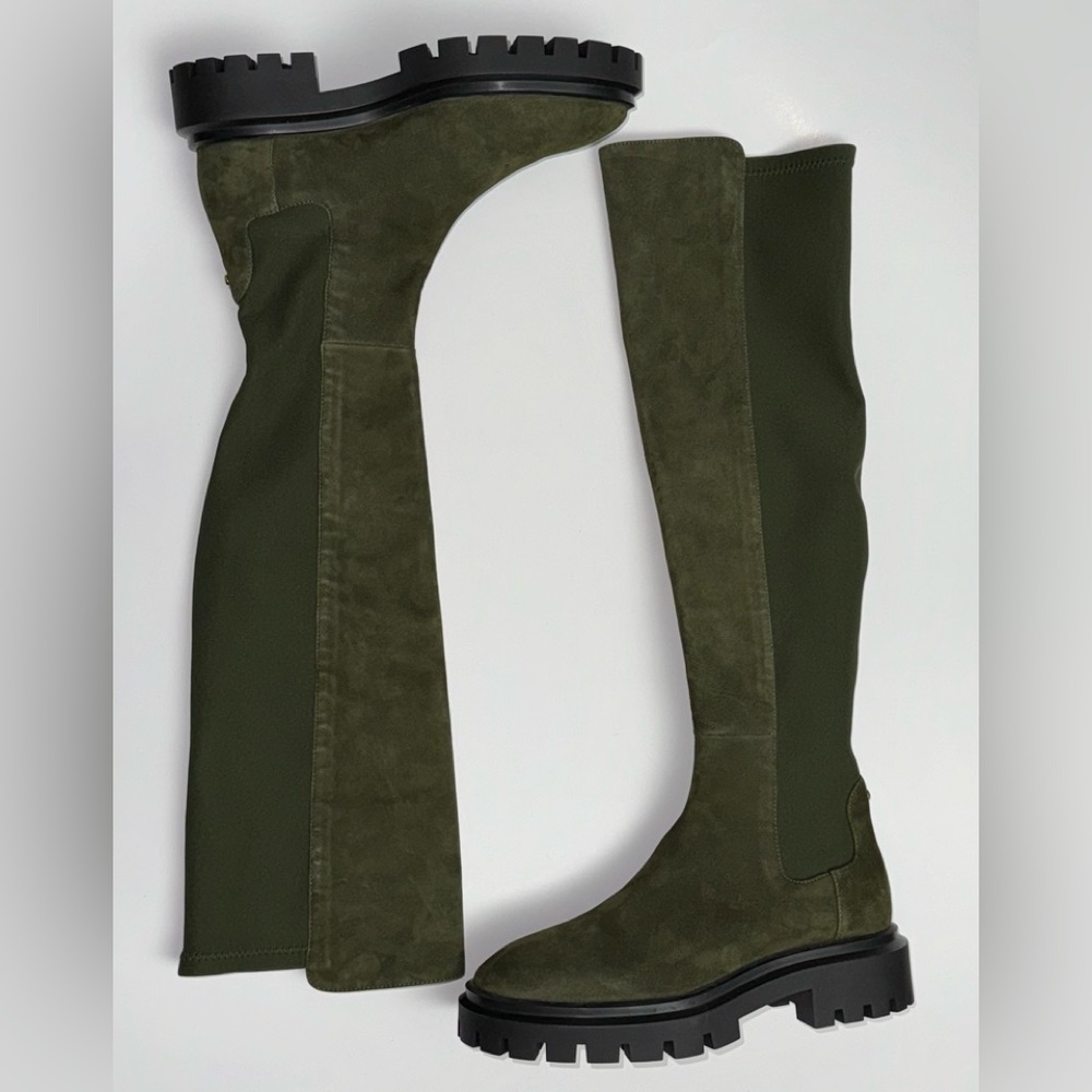 STUART WEITZMAN Ultralug Over the knee City Boots Green Women’s size 5 $850